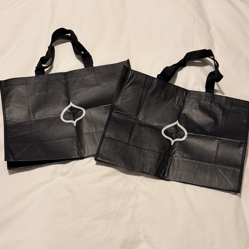 Aspen Collection Reusable Black Tote Bag Set of 2